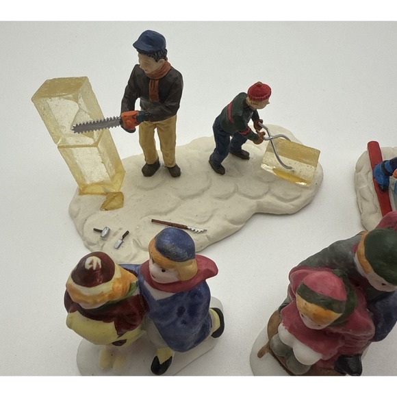 Lemax Christmas Village Accessories Lot Of 8 Santa, Sledding, Snowman Winter - Picture 4 of 14